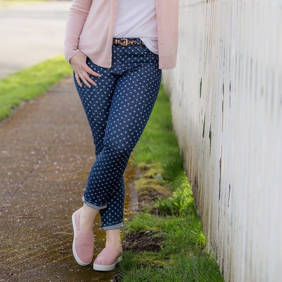 J. Crew Toothpick Ankle Skinny Polka Dot Jeans Sz 32 - Picture 1 of 12